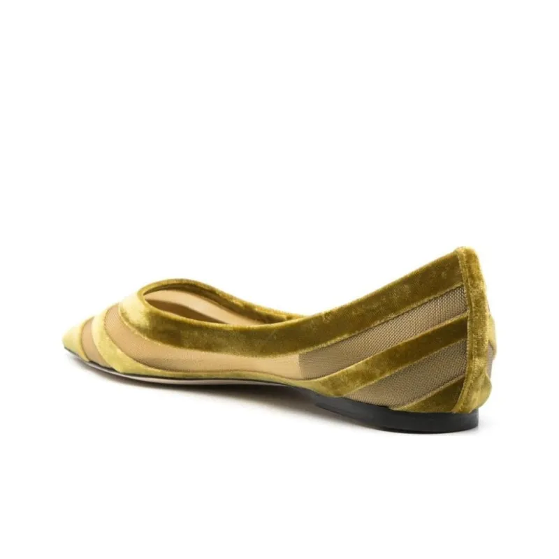 Jimmy Choo Velvet Mesh-panelled Ballerina Shoes-4