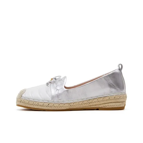 Marie Claire Espadrilles Women's Shimmering Silver+White