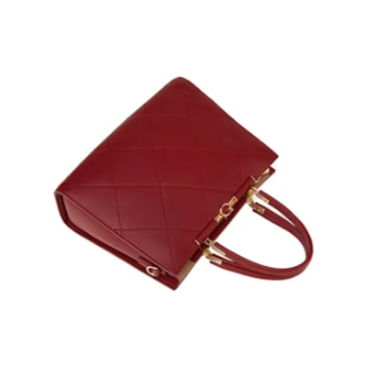 YEARCON Synthetic Leather Tote Bag, Shopping Bag, Crossbody Bag, One Shoulder Handbag Large Size Women's Burgundy-3