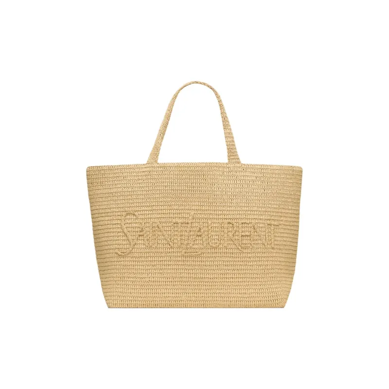 SAINT LAURENT Raffia Tote Bag, Shopping Bag, Handbag Unisex Natural-0
