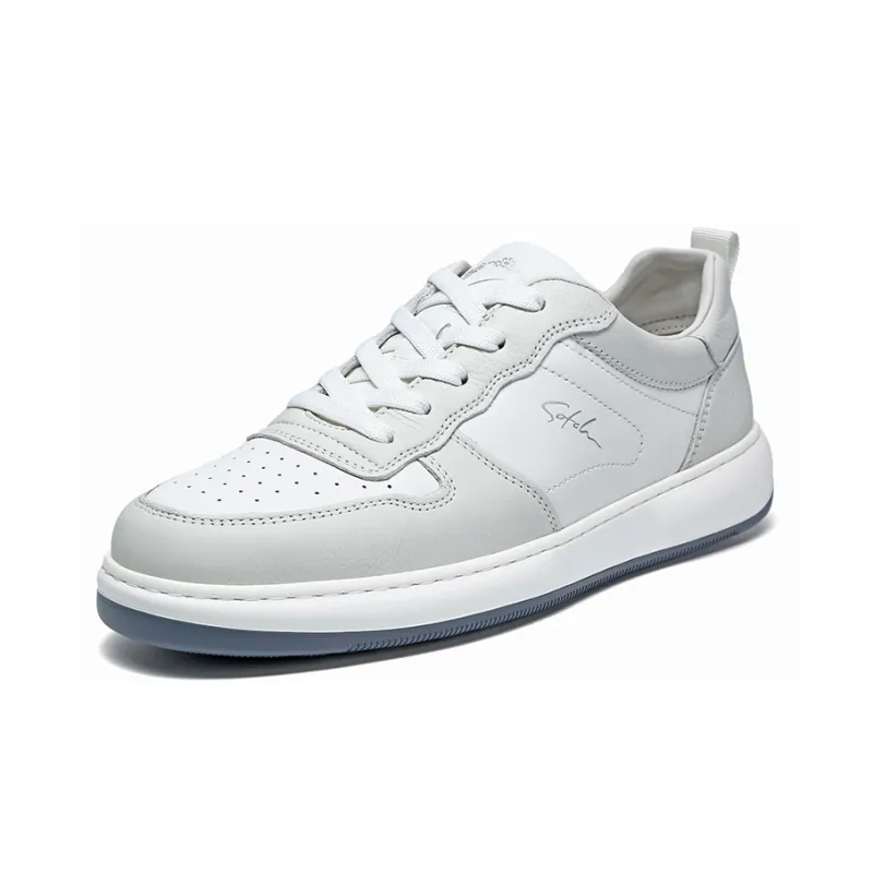 Satchi Lightweight Wear Resistant And Slip Resistant Low Top Skateboard Shoes Men's Gray White 3CM-1