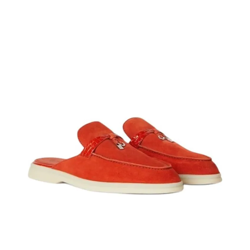Loro Piana Wrap toe Slippers Women's Orange-2