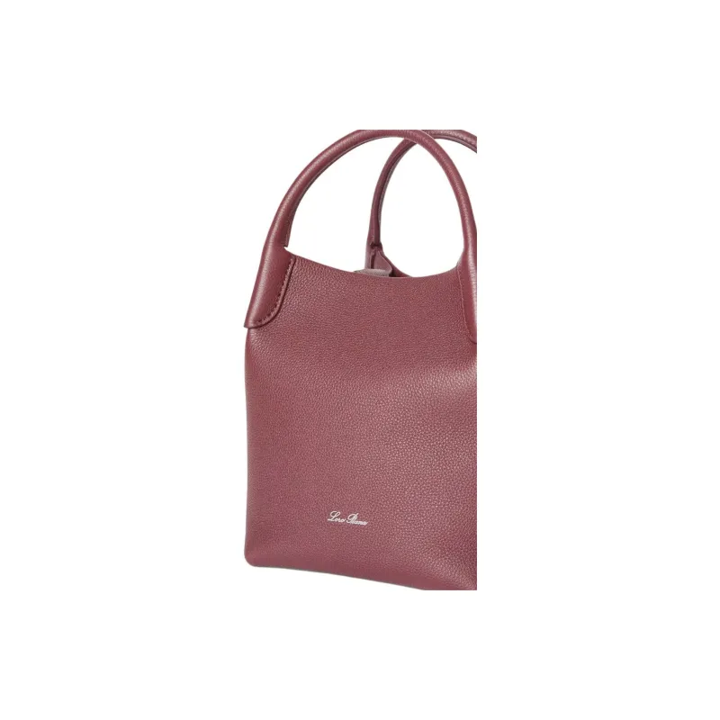 Loro Piana Calfskin Bucket Bag, Handbag, Shoulder Bag, Crossbody Bag Trumpets Women's Red Bean Color-3