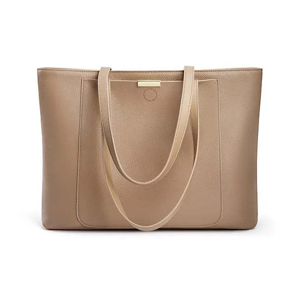 Carnival Keep Cow Leather Tote Bag Shoulder Bag Regular Women's Apricot/Dark Gray-0