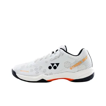 YONEX Cushioning Anti Slip And Wear Resistant Breathable Coverage Support Low Top Badminton Shoes Unisex White Orange