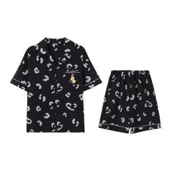 Sleep Student Dorm Home Pajama Set Men's Black