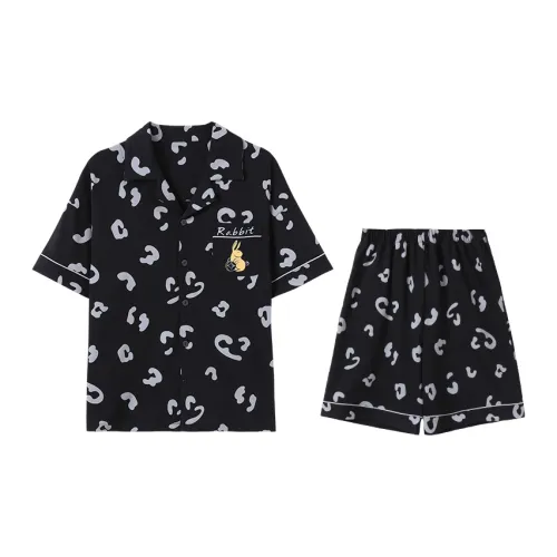 Sleep Student Dorm Home Pajama Set Men's Black