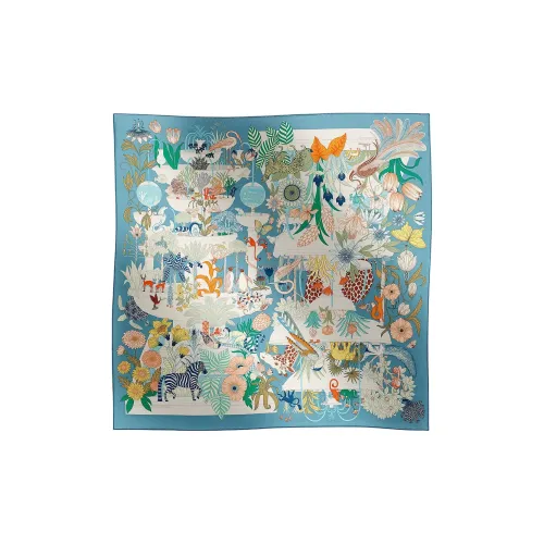 HERMES Silk Scarves Women's Blue