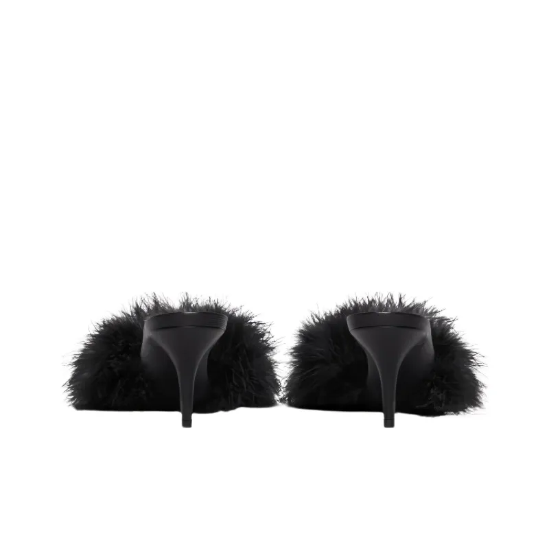 Balenciaga Boudoir 70mm Sandals 'Black Feathers' Women's-4