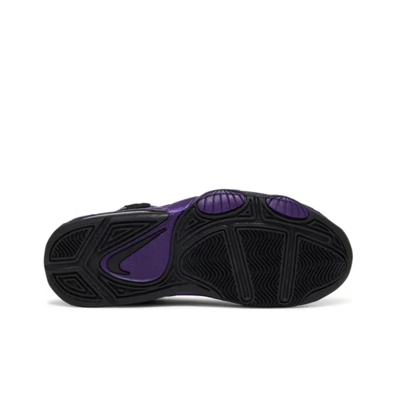 Nike AIR MAX WAVY Anti-Slip Wear-Resistant Mid-Top Basketball Shoes GS Black Purple-4