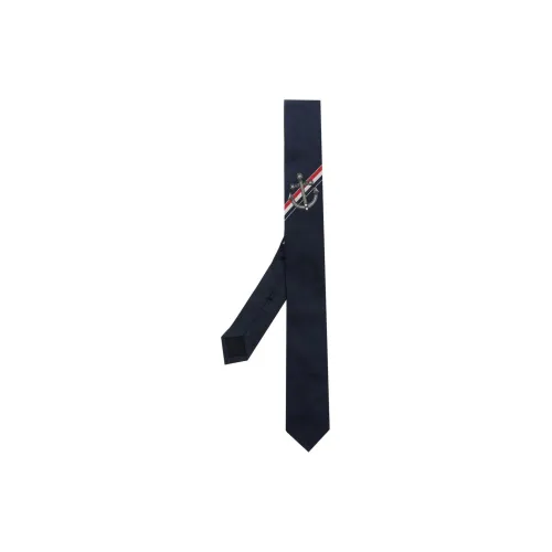 THOM BROWNE Anchor-embroidered Silk Tie