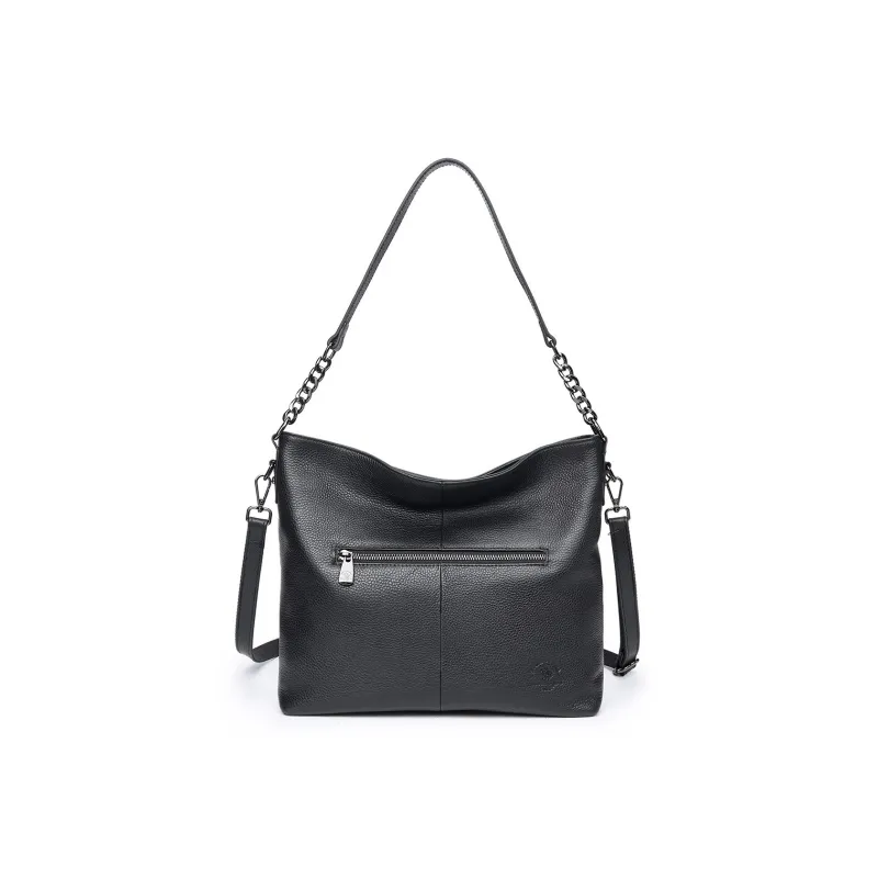 SANTA BARBARA POLO & RACQUET CLUB Cow Leather Dumpling Bag Handbag Shoulder Bag Regular Women's Black/Gray-1