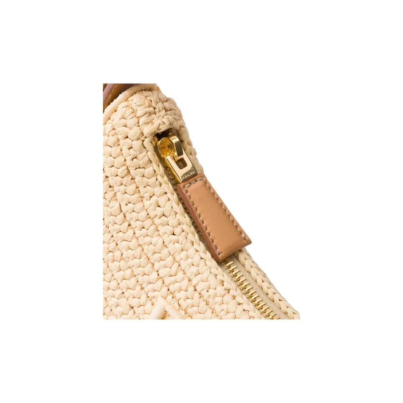 PRADA Woven Fabric Portable Crossbody Bag Shoulder Bag Women's Natural & Brown-3