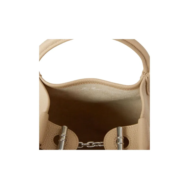 Loro Piana Calfskin Bucket Bag, Handbag, Shoulder Bag, Crossbody Bag Trumpets Women's Light Brown-3