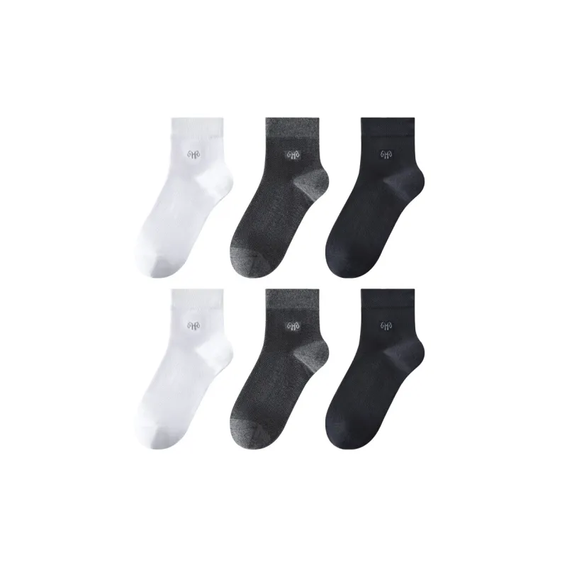 H YXIANG Mid Calf Socks Men's 6 Pack-11
