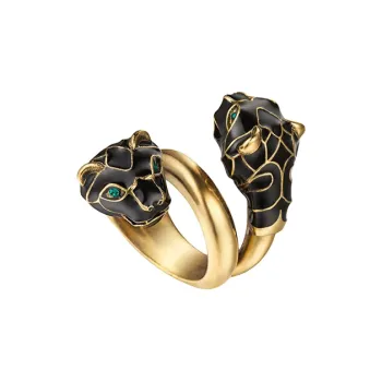 GUCCI Enamel Rings Unisex Black