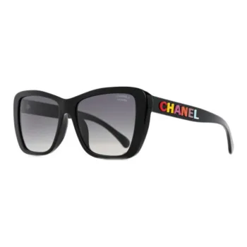 CHANEL Acetate Butterfly Sunglasses Unisex Black