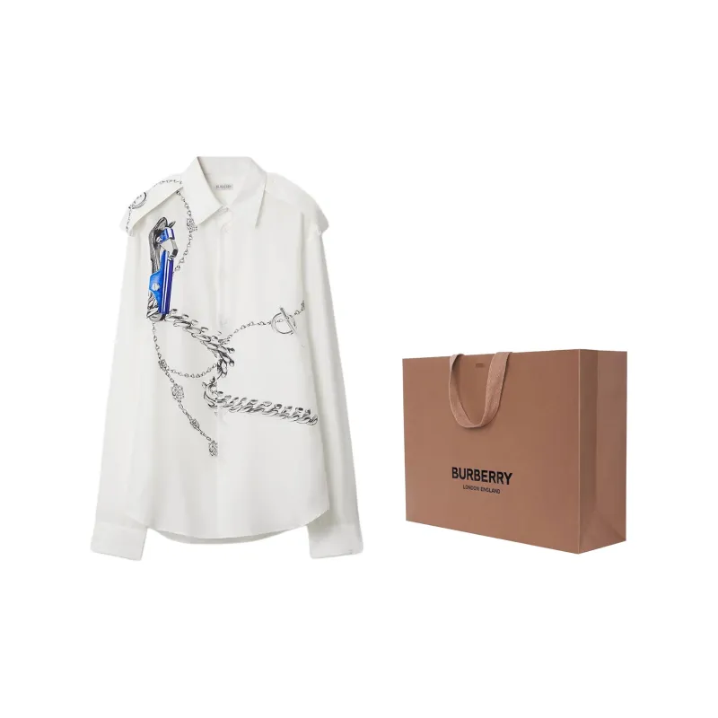 Burberry Knight Hardware-Printed Buttoned Shirt-2