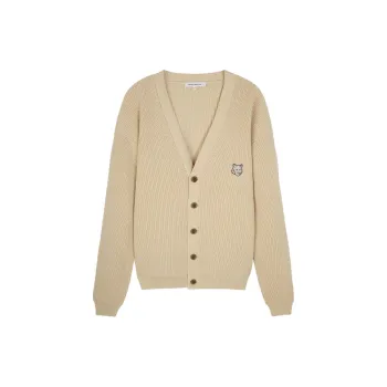 Maison Kitsune Fox Head Embroidered Knitted Cardigan