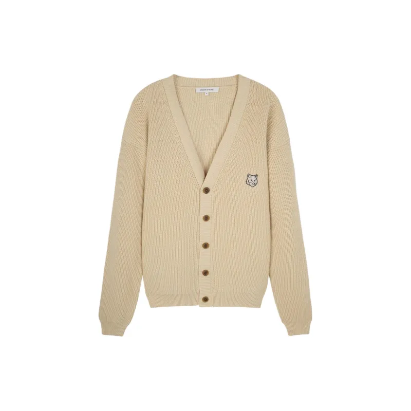 Maison Kitsune Fox Head Embroidered Knitted Cardigan-0