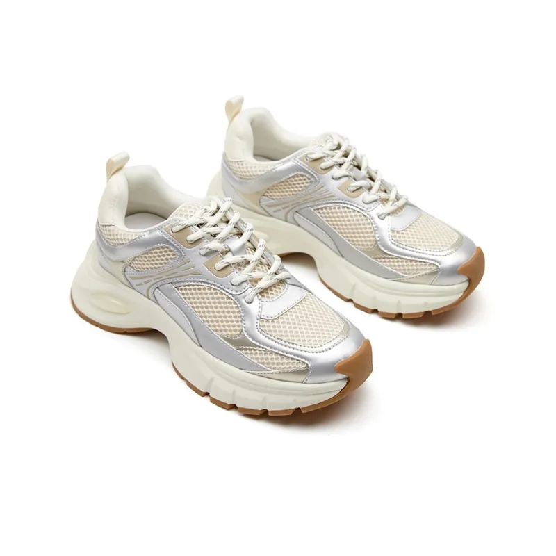 Marie Claire Balance Height Increase Low Top Chunky Sneakers Women's Silver-4