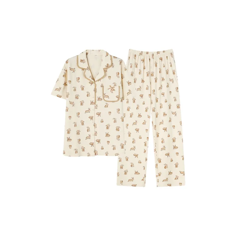 Cotton Has A Home Pajama Set Women's Milk White-0