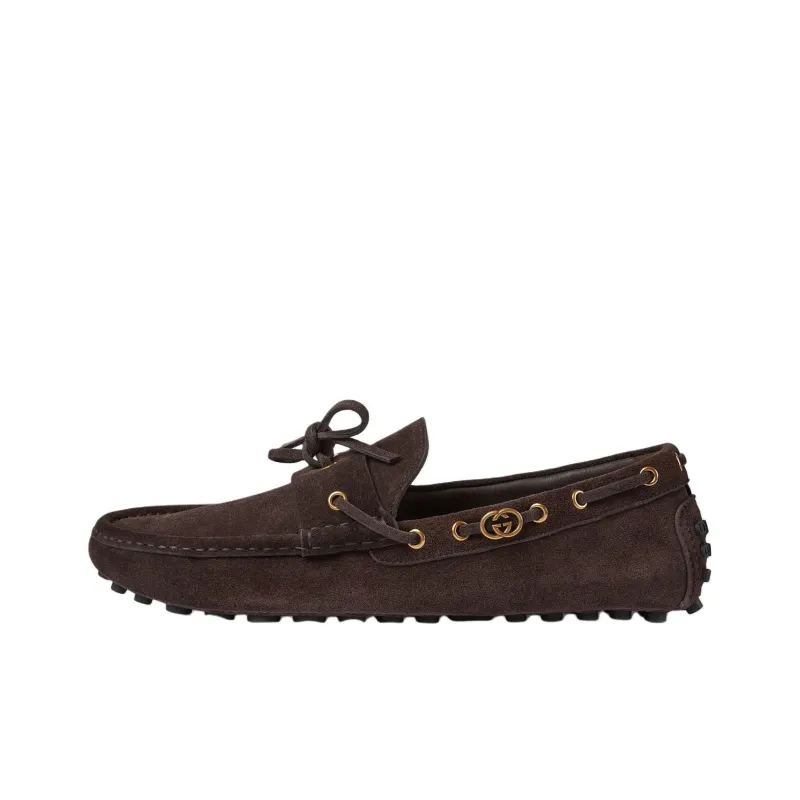 GUCCI Gommino Loafers Men Brown-0