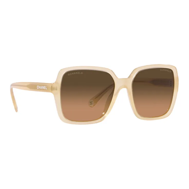 CHANEL Irregular Shape Sunglasses Unisex Beige-1