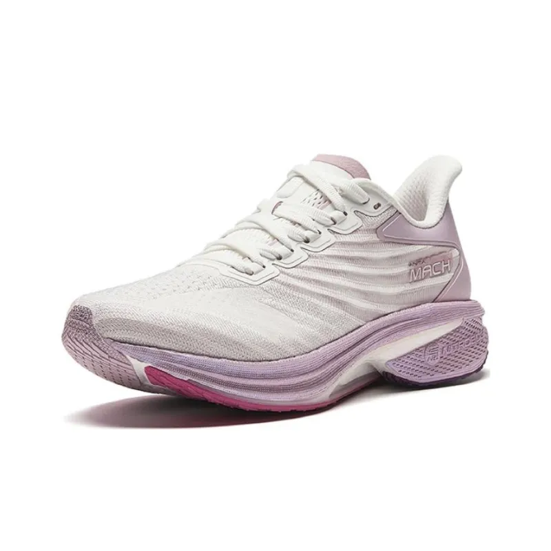 Anta MACH 4.0 Cushioned Slip Resistant Low Top Sprint Running Shoes Women's White Pink-1