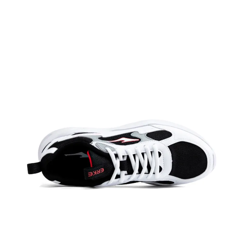 Erke Cushioned Slip Resistant Water Resistant Low Top Running Shoes Men's White Black-3