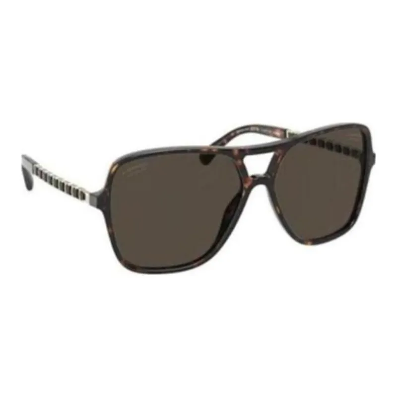 CHANEL Acetate Aviator Sunglasses Women's Tortoiseshell-1