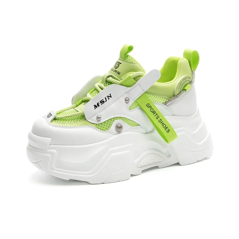 Shangjinni Lightweight Height Increasing Mid Top Chunky Sneakers Women's-0
