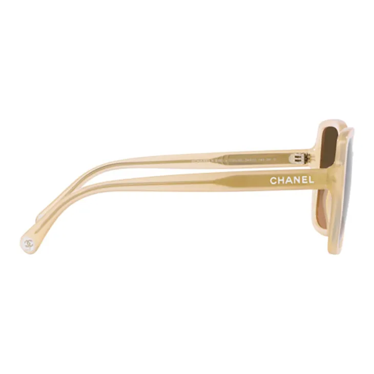 CHANEL Irregular Shape Sunglasses Unisex Beige-3