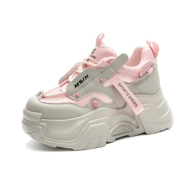 Shangjinni Lightweight Height Increasing Mid Top Chunky Sneakers Women's-18