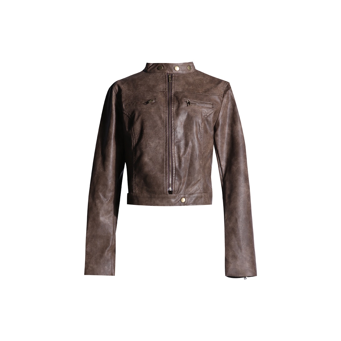 PINKO SS25 Leather Jacket Women's Black - POIZON