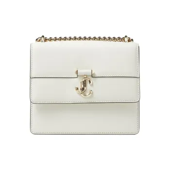 Jimmy Choo Avenue Shiny Calfskin Small Square Bag Crossbody Bag Shoulder Bag Women's White