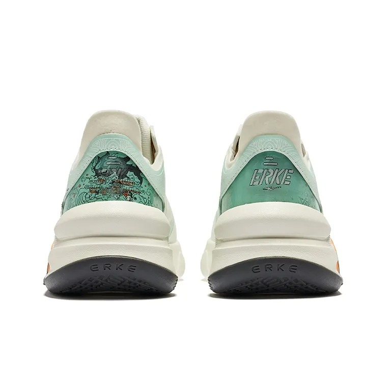 Erke Snapdragon Brave Durable Breathable Low Top Skateboard Shoes Men's Microcrystal White Bubble Green-3