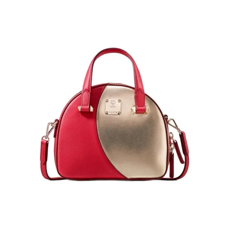 MCM Essential Visetos Origina Leather Crossbody Bag Mini Women's Gold Red-0