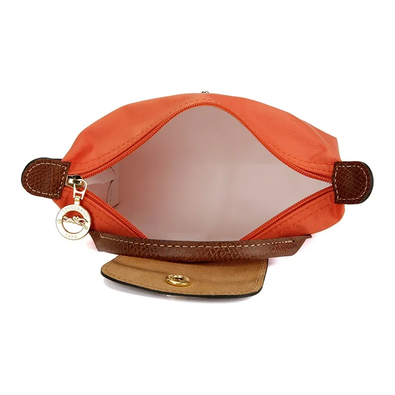 LONGCHAMP Fabric Cow Leather Patchwork Dumpling Bag Handbags Unisex Orange-5