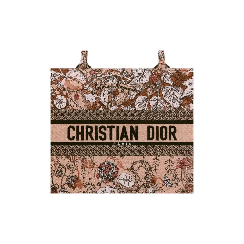 DIOR BookTote Embroidery Tote Bag Shopping Bag Shoulder Bag Handbag Medium Size Women's Pink-4