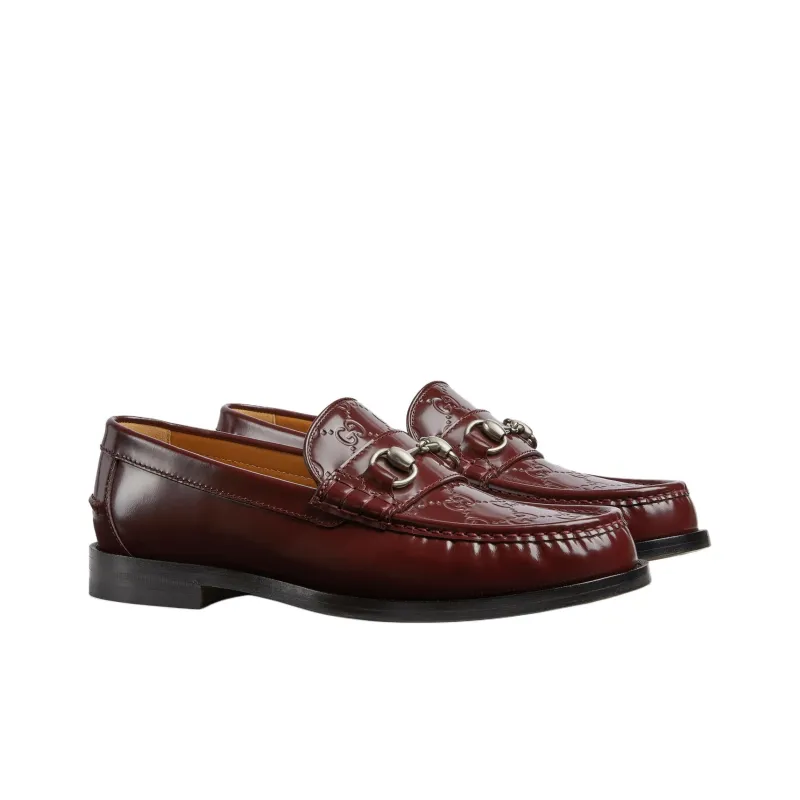 GUCCI Horsebit Loafers 1.5cm Men's Burgundy-2