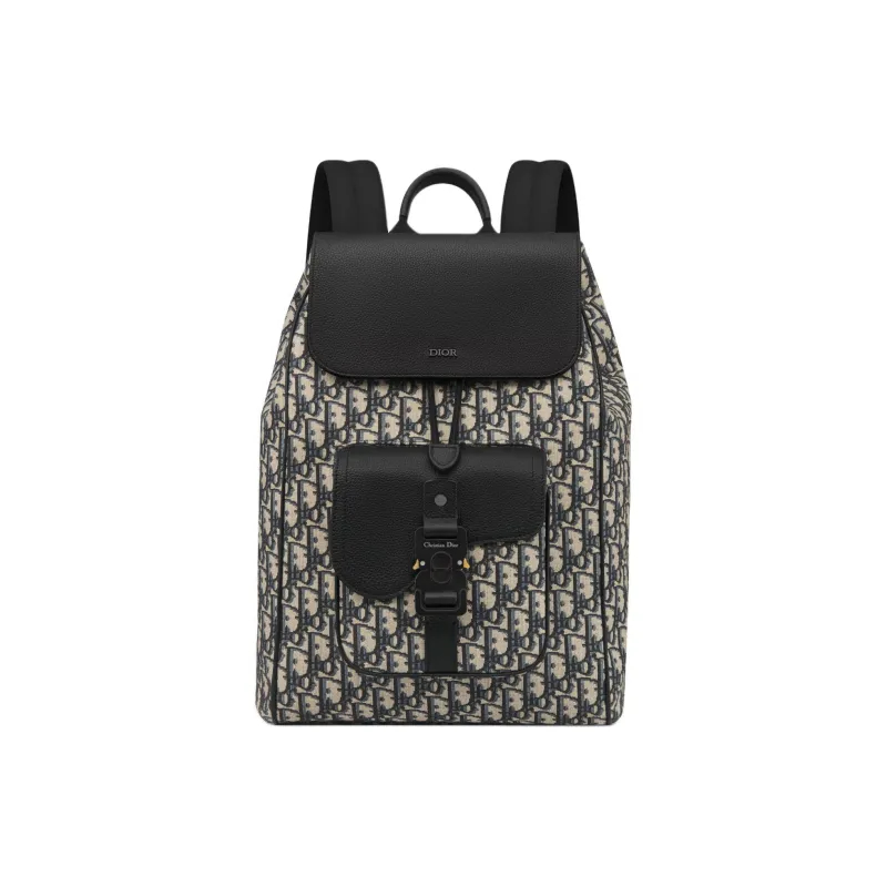 DIOR Grained Calfskin Backpack Men's Beige & Black-0