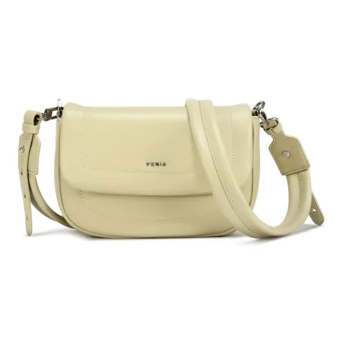 FERIA Split Cow Leather Soft Sponge Bag, Shoulder Bag Medium Size Women's Cassava/Beige