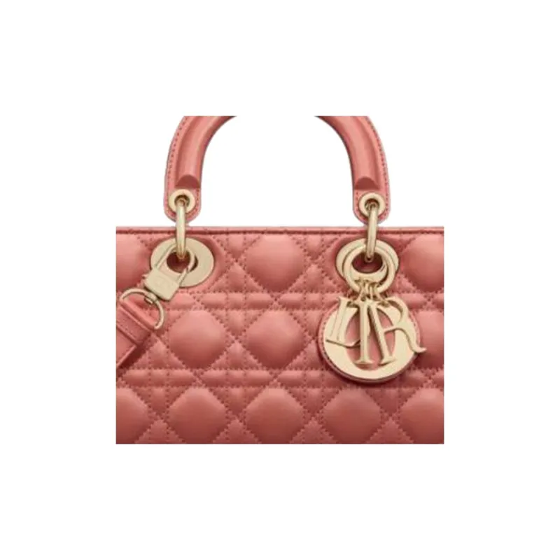 DIOR Lady D-JOY Sheepskin Shoulder Bag Crossbody Bag Handbag Medium Size Women's Red-6