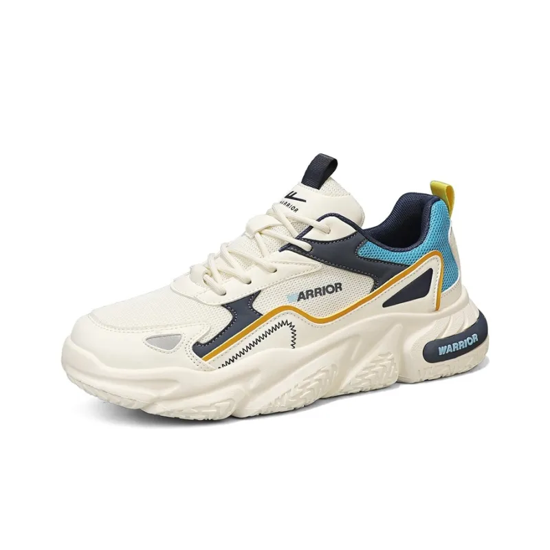 WARRIOR Chunky Sneakers Men Low Top White Gray/Beige Dark Red/Beige Sky Blue-17