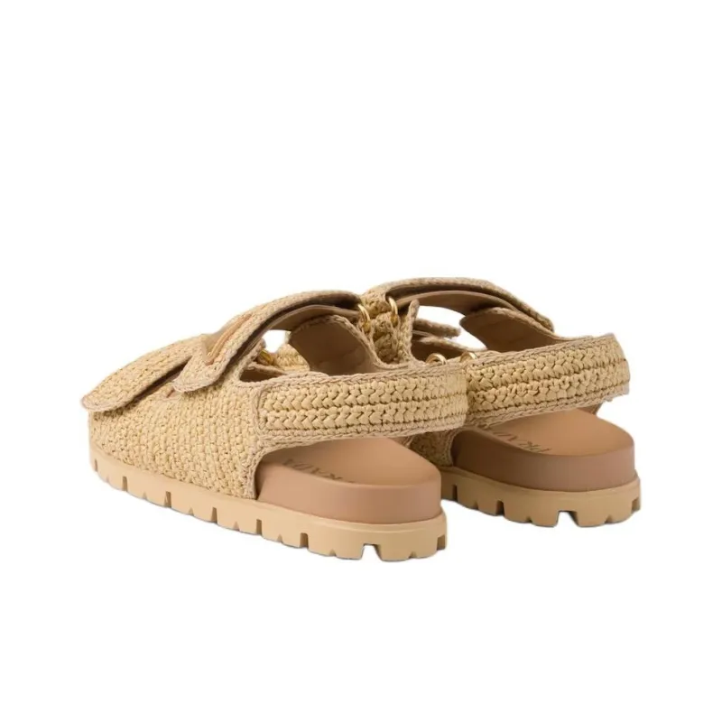 PRADA Logo-plaque Woven Sandals-3
