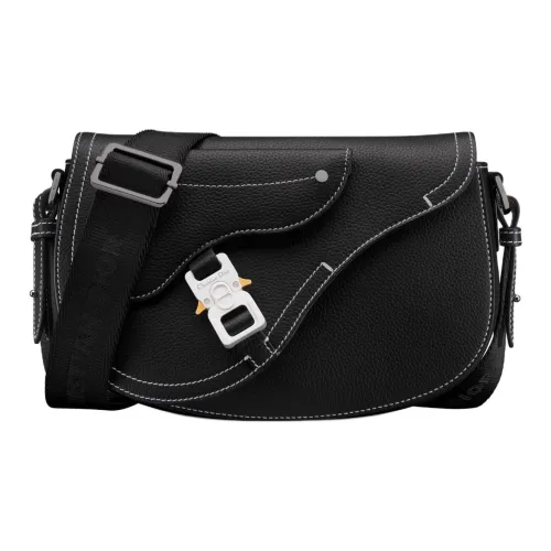 DIOR Grained Calfskin Saddle Bag, Messenger Bag, Shoulder Bag, Crossbody Bag Men's Black