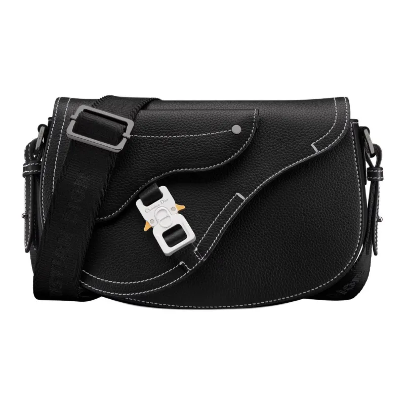 DIOR Grained Calfskin Saddle Bag, Messenger Bag, Shoulder Bag, Crossbody Bag Men's Black-0