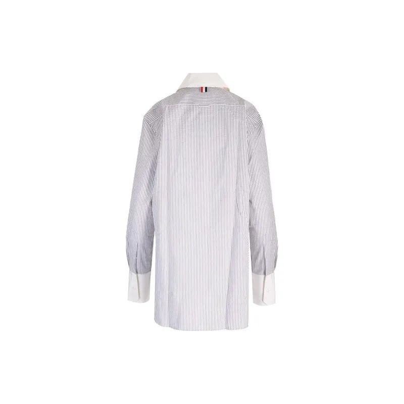 THOM BROWNE Seersucker Striped Shirt-1