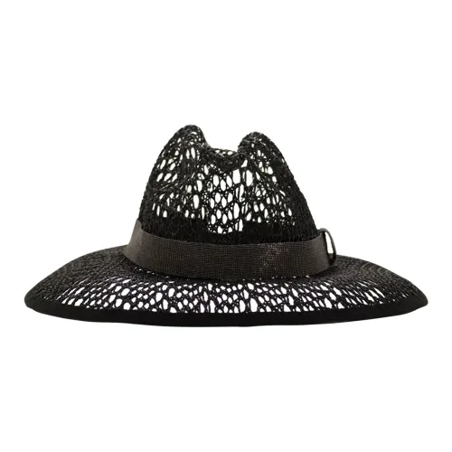 Brunello Cucinelli Straw Bucket Hats Women's Black